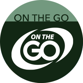 Round button with On the Go logo in the middle that links to Equity On The Go .com